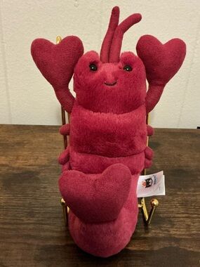 A Rare Retired HTF Jellycat Love-Me Lobster Burgundy Red Plush Toy